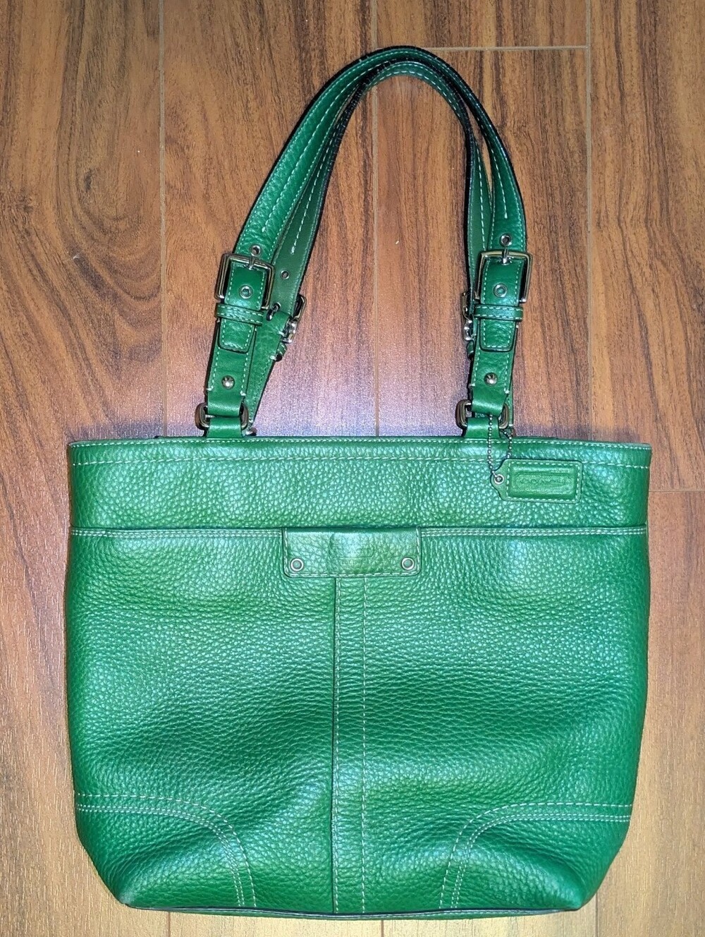 VINTAGE Coach Hamilton Green Pebbled Leather Tote Bag Rare F13083